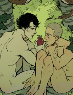 My quick entry for Let&rsquo;s Draw Sherlock&rsquo;s Famous Duos challenge. I was going to draw something more platonic and cool and also I drew them as Adam and Eve in the example art already but I couldn&rsquo;t get the image out of my head haha, so