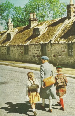 poete:  Kids coming home from school in Kinloss, Scotland National Geographic | July 1956 via vintagenatgeographic 