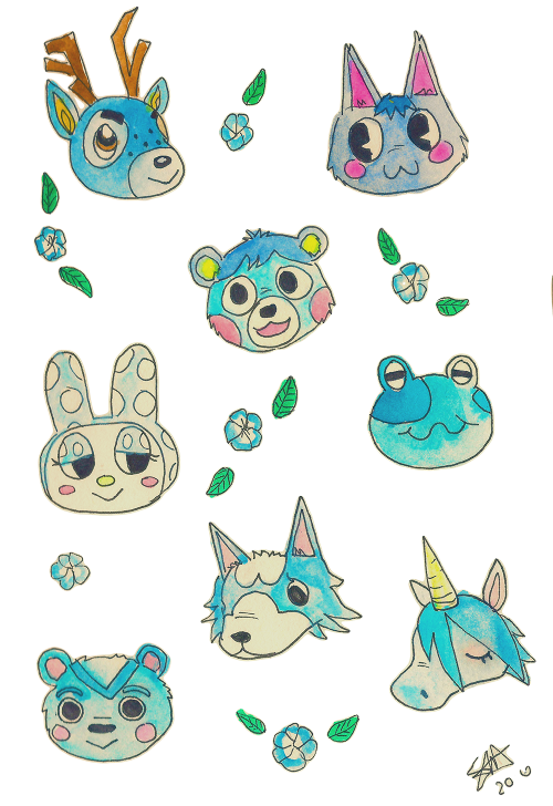 shirasart: Some transparent pink and blue animal crossing villagers!  Available as all sorts of goo