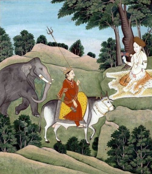 Bhairavi and Shiva, pahari painting