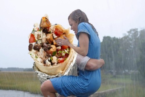 gnumblr:  Classic romance scenes improved with a Chipotle burrito 