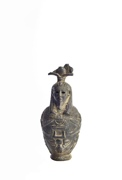 Osiris in Hydria (Water Jar), 1st century (bronze, 9.2 x 3.9 cms), Roman Period. Now in the The Isra