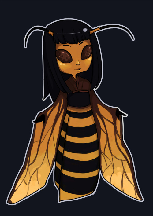 Japanese giant hornet, only cute and lady-fied. And on redbubble,  among many other things as a pillow that’s (finally) not white.