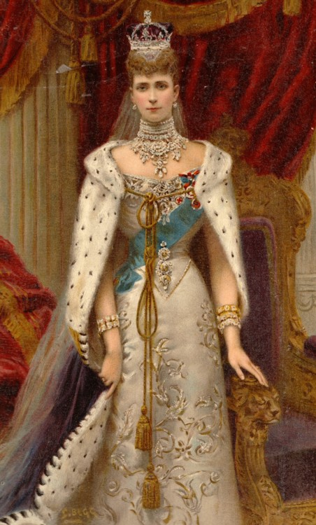 Queen Alexandra (1844-1925), wife of Edward VII of the United Kingdom dressed to attend the coronati