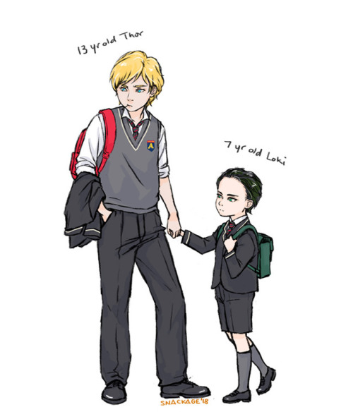 Human AU! I quite like the “Loki is a teenager in human years” idea, and according to th