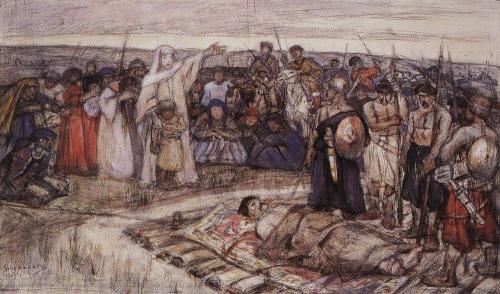 Княгиня Ольга встречает тело князя Игоря, 1915, Василий Суриков Princess Olga meets the body of Prin