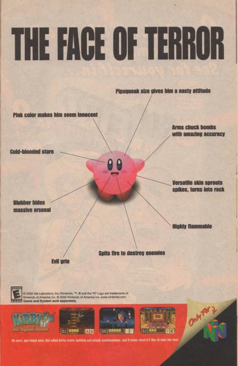 arichii:     abovethebitgaming:  Kirby; The Crystal Shards for Nintendo 64. That was definitely the face of terror in the early 2000s.  -Ale   