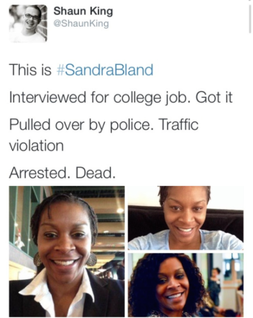 krxs10:  !!!!!!!! ATTENTION !!!!!!!!!Illinois Woman Who Drove To Texas For New Job Found Hanging/Dead In Jail Cell 3 Days LaterSandra Bland died in police custody this past Monday. Visiting Texas from Chicago to interview for a college job at her alma