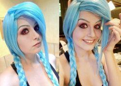 league-of-legends-sexy-girls:  Jinx Makeup Test. by MyBrainBleedsStuff 