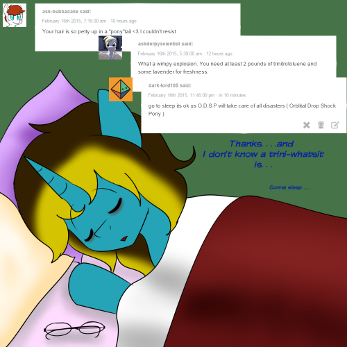 asksweetdisaster:Storm: I guess I’ll put her to bed?Sweet: Zzzzz…  x3 Aww~