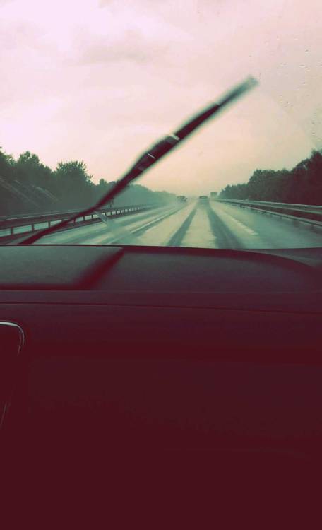 On the road.