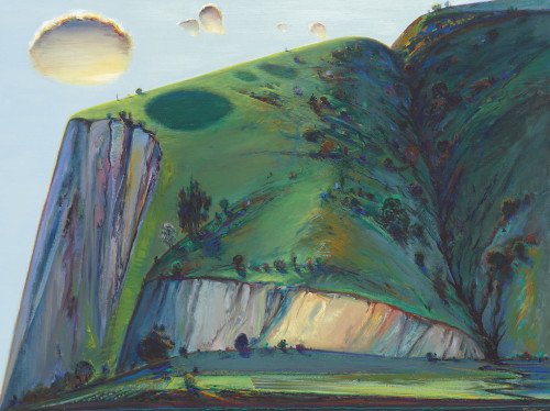 ochyming:Wayne Thiebaud    USA, b. 1920    Napa Valley Ridge, 1986-1997   oil on canvas  36 x 48 in.