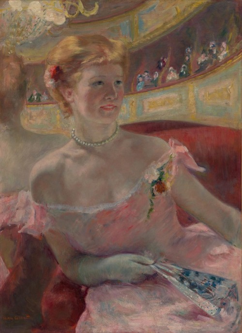 Mary Cassatt (American, 1844-1926), Woman with a Pearl Necklace in a Loge, 1879. Oil on canvas.
