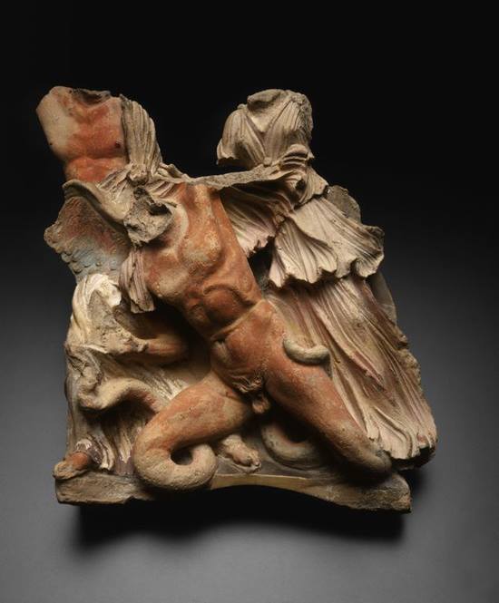 colin-vian:  Etruscan Architectural Relief showing Gigantomachy, 3rd-2nd century