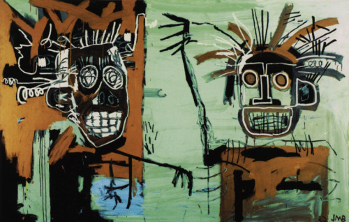 artist-basquiat:Two heads on Gold, 1982,