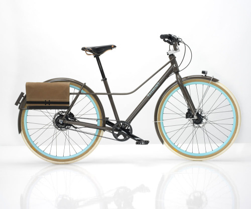 highheelsandtwowheels:raadselachtig:More of the sidecar bike. It is a Ziba Fremont. Very pretty.I li