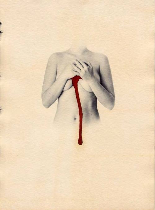 delicieuxchaos:  Rachel Fee -untitled self portrait, 2012 (inkjet print with water color combination) 