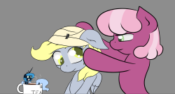 askseaponyluna:  Cheerilee: You two have to be more careful, that was quite a nasty bump you had there. Thanks outofworkderpy for including SPL in your Update.  D'aww~ &lt;3
