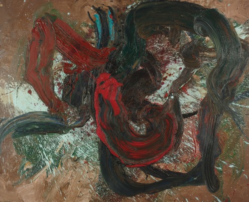 ochyming:Kazuo Shiraga Japan 1924-2008 FUKUJU KAI MURYOU, 1982 oil on canvas 71 ½ x 89 ½ in. | 181.6