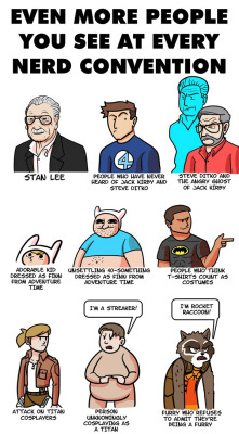 the-sad-deku:  dorkly:  Even More People You See at Every Nerd Convention  the bottom three are great lol 