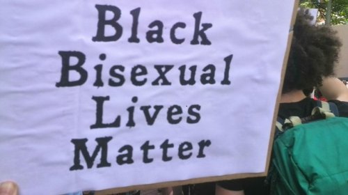 bi-trans-alliance:  Nottingham, England,   17 July 2016  (source) {Image Description: 3 photos of signs reading “Black Trans Lives Matter”,  “Black Bisexual Lives Matter”, and “Black Queer Lives Matter”.} (caption by @ya-pride) 