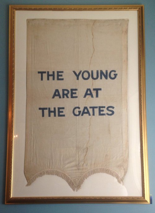 “The Young are at the Gates" National Woman’s Party banner used during the suffrage movement, c