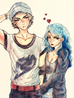 pinkhinori:  eruzayne:  Punk Gruvia  Here