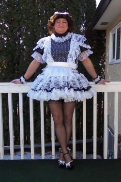 maidteri: Posing in my G2349 Satin French Maid Uniform  - Sold by AYM COSPLAY  