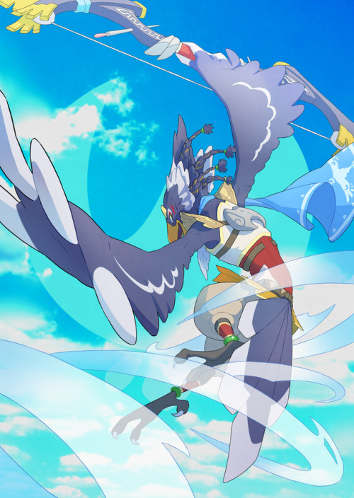 jamiedraws: My full submission for the @artofthewild zine! I did a joint piece with my pals @qchanartblog, @swampkipsscribbles, and @jaimonster. We each drew a champion, and I chose the jerk bird, Revali. The quality of art in this zine is insane, and