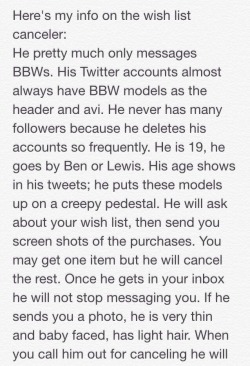 misstartx:  misstartx:  For my sex worker pals, be on the look out for this guy on Twitter! Lewis Smith is what he has told me his name is several times. He’s from England, and has canceled purchases from my wish list three times now. Not even in return