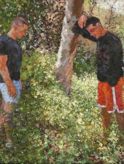 ydrorh: Two men under a tree, 2012, Oil on