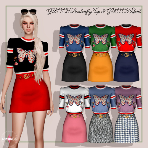 [RIMINGS] GUCCI Burterfly Top & Skirt- TOP / BOTTOM- NEW MESH- ALL LOD- NORMAL MAP- 15 / 15 SWAT