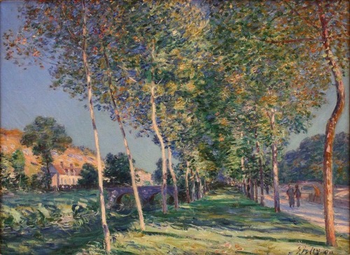 artist-sisley:  The Lane of Poplars at Moret sur Loing, Alfred SisleyMedium: oil,canvashttps://www.wikiart.org/en/alfred-sisley/the-lane-of-poplars-at-moret-sur-loing-1890