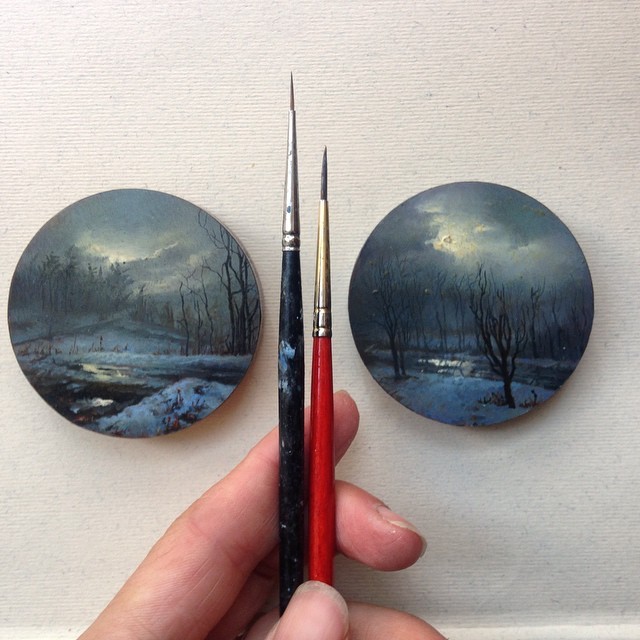 Miniature hyperrealistic paintings by Dina Brodsky Instagram // Prints // Webpage