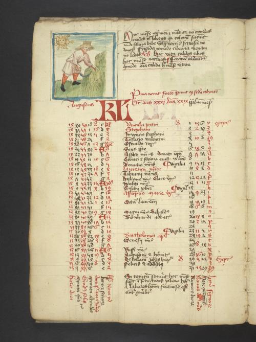 Happy August! Reaping is the Labor of the Month this month, as presented in LJS 449, a 15th century 