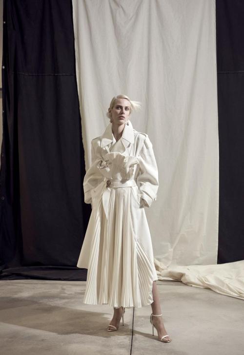 Madame Figaro highlights the off-white pleated trench coat from Look 5 of our SS16 ‘Artisanal&