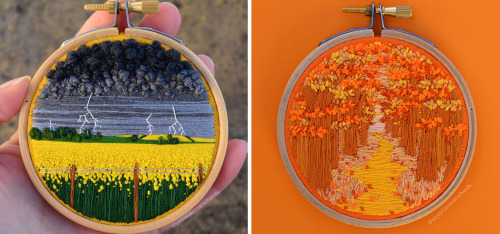 escapekit:Embroidered Landscapes UK-based artist Victoria Rose Richards creates stunning landscapes 