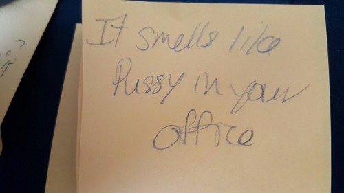 xxxlimberjackxxx: Remnence of a midday snack My note to the hubs after sexy fun in his office