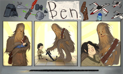 tysonmurphy:***Star Wars 7 spoilers***A quick little comic I drew up about Ben Solo and Chewy’s complicated friendship. *edit* made the comic into a photoset for better reblogging :)  full rez version is here:  http://imgur.com/u7HcWOx