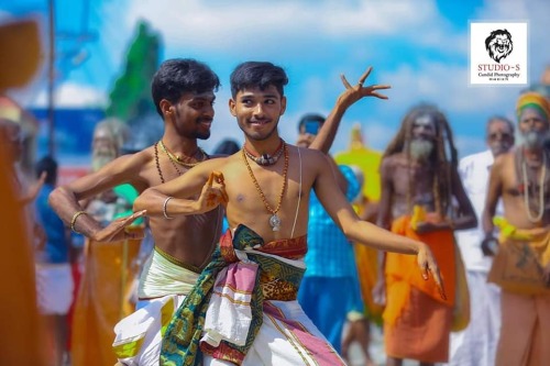 Devotees dance during the great carriage festival at the Shiva Nataraja temple in Chidambaram, Tamil