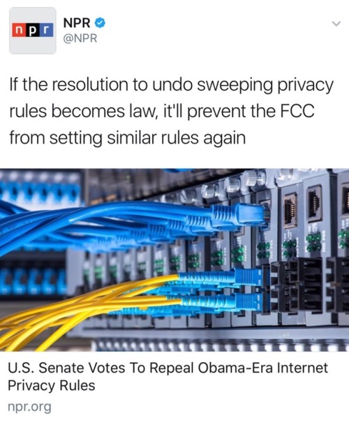 odinsblog: REPUBLICANS just sold your internet privacy to anonymous corporations, advertisers, insurance companies, employers & potential employers, and to anyone else with enough money to buy your browsing history - without your consent  “We are