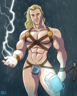 byronpowerart:  Behold Gay Porn Thor! Welcome to the dawn of the Gay Porn Avengers! 