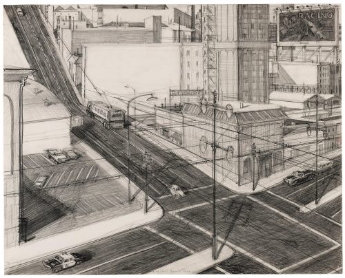 ochyming: Wayne Thiebaud  USA, b. 1920  INTERSECTION, 1977/78   graphite on paper&nbs