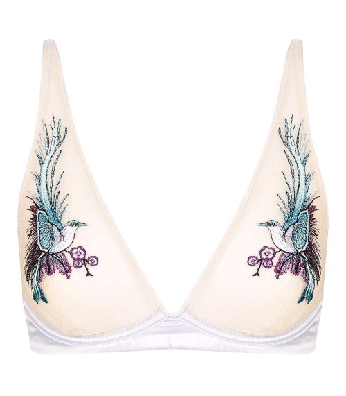 Toyshop Bird Embroidered Underwire Bra and Bird Embroidered Triangle Bra