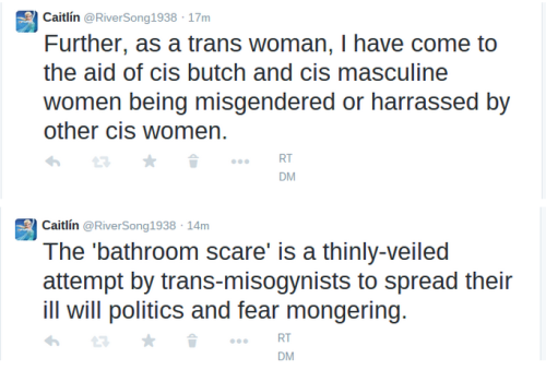 i-am-river:  So, i read this awful article using bathroom “scare tactics,” which was claiming that trans women are potential rapists. “Men” who dress as women to gain access to women only spaces and force them self on women. This really upset