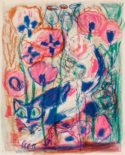 mrkiki:Otto Dix  Katze im mohnfeld. 1968Colour lithograph on smooth paper. 56 x 45.5 cm (66.9 x 56 c