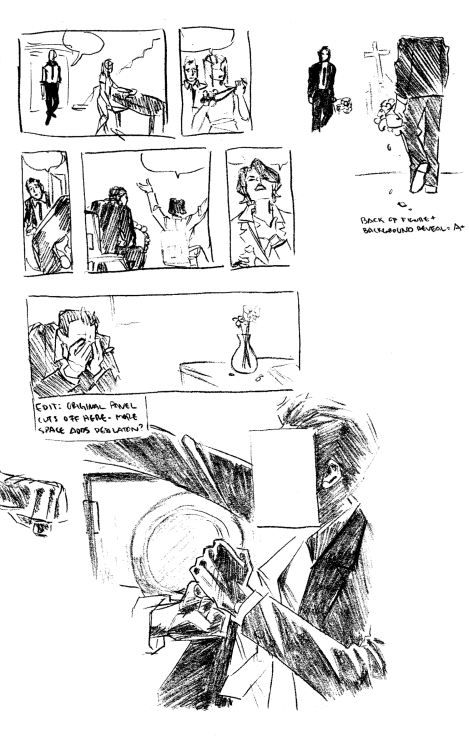 thumbnails (that devolved into actual sketches) of panels from Fight Club 2, the graphic novel. i ha