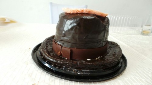 ploni-ben-nistar: Three layer pie/cake my wife made for brother-in-law’s “Shabbos Kapeli
