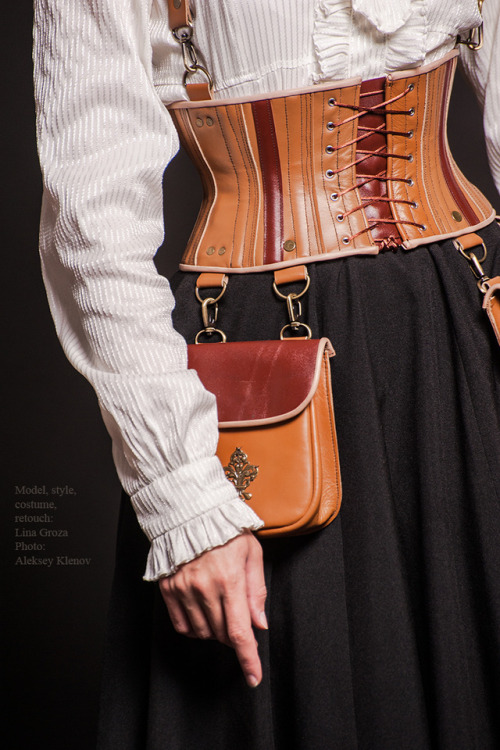 My new work!Leather corset and accessories for LARP in Steampunk style, LARP based on Girl Genius un