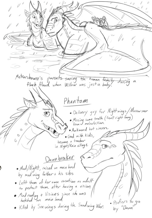 Meteorshower is a hybrid dragon raised by scavengers/humans, who befriends Mirage and eventually att